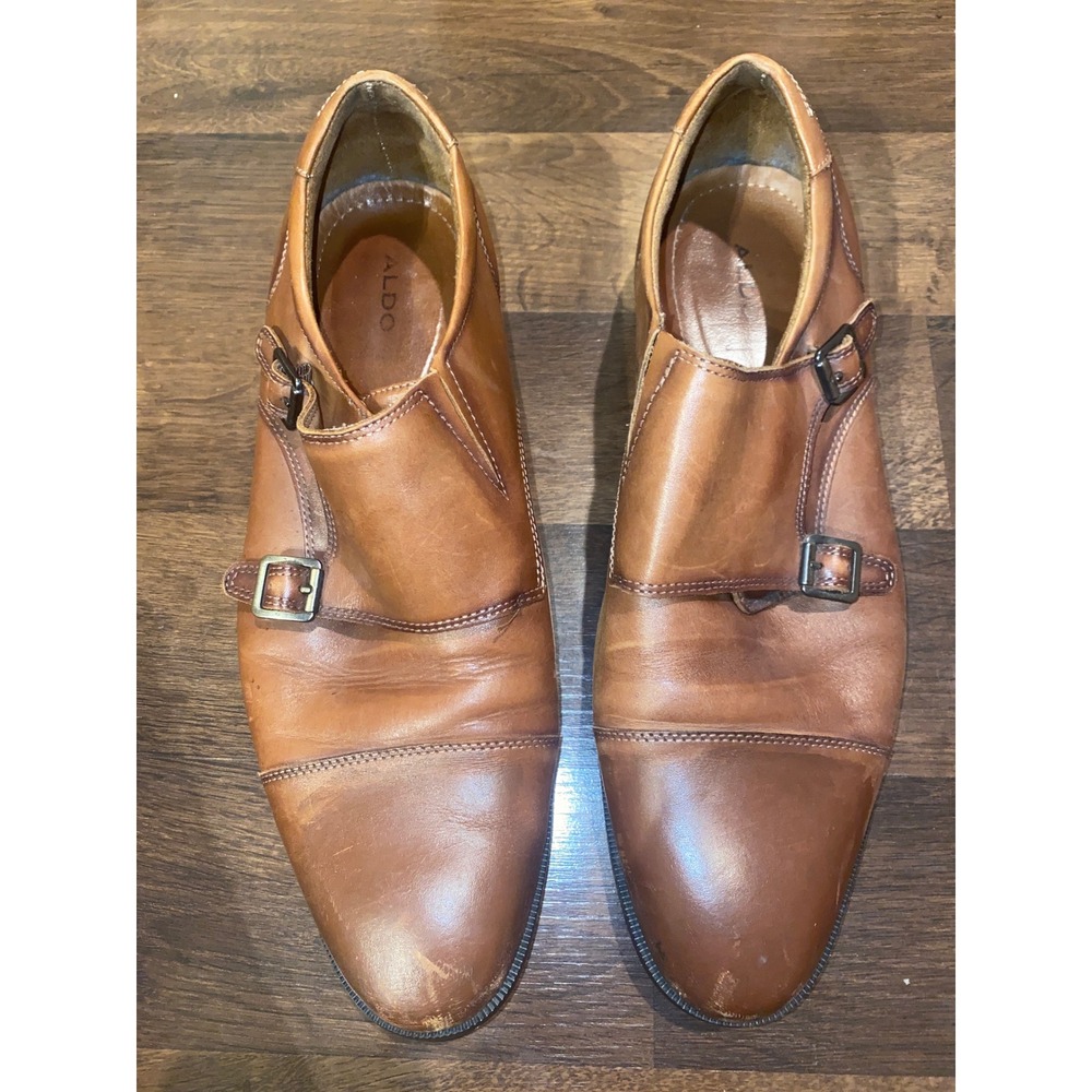 Aldo Monk Strap Dress Shoes Mens Size 11 Brown Leather Business Casual‎ Fashion